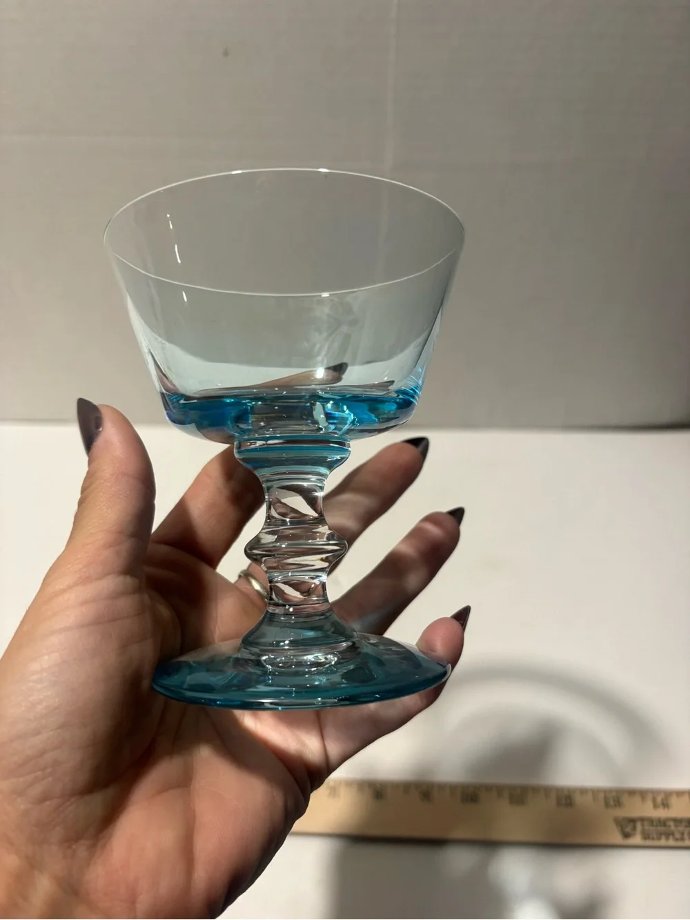 Vintage Blue Glass Dessert Coupe - Elegant Home Dining Glassware